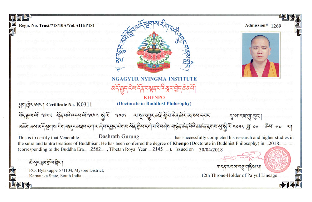Documents of Dashrath Gurung(khenpo)