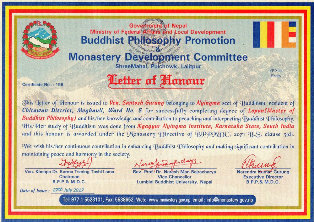 Documents of Santosh Gurung(khenpo)